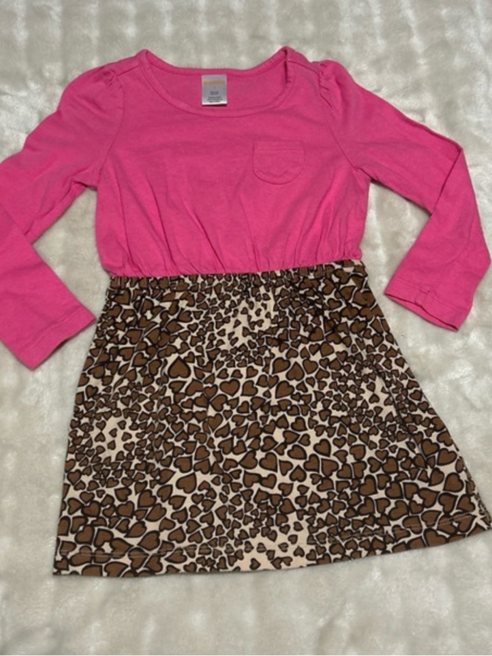 Gymboree Pink Top with Brown Leopard-Print Skirt Girls Dress